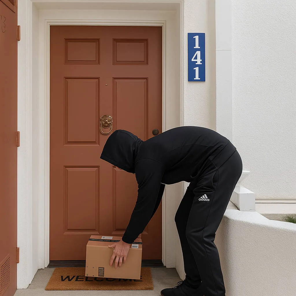 Lopov krade paket ispred vrata